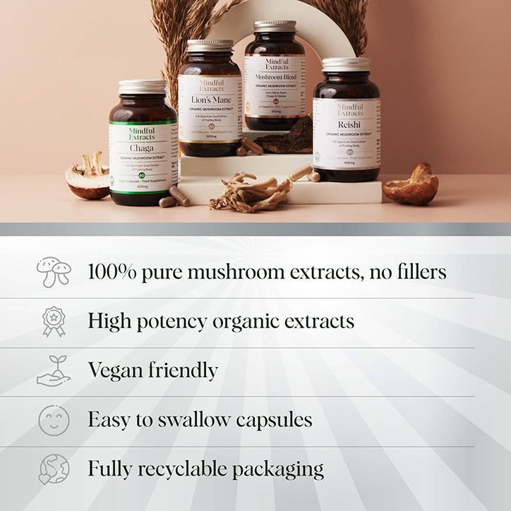 Mindful Extracts Organic Reishi Mushroom 60 Vegan Capsules