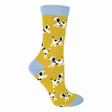 Miss Sparrow Ladies Dog Design Bamboo Socks 4-7 UK Dalmatians (Yellow) / 1EA
