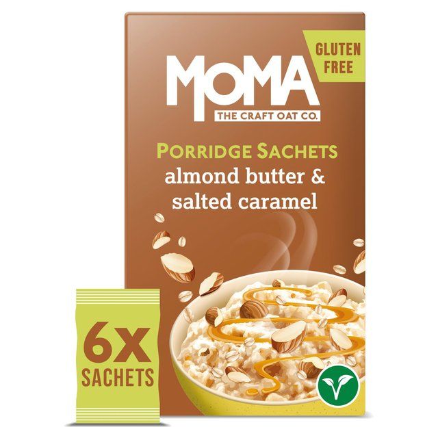 MOMA Almond Butter &amp;amp; Salted Caramel Jumbo Oat Porridge Sachets Gluten Free   6 per pack