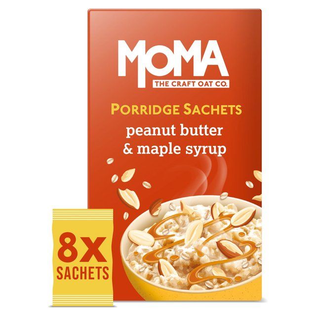 MOMA Peanut Butter &amp;amp; Maple Syrup Jumbo Oat Porridge Sachets Vegan   8 per pack