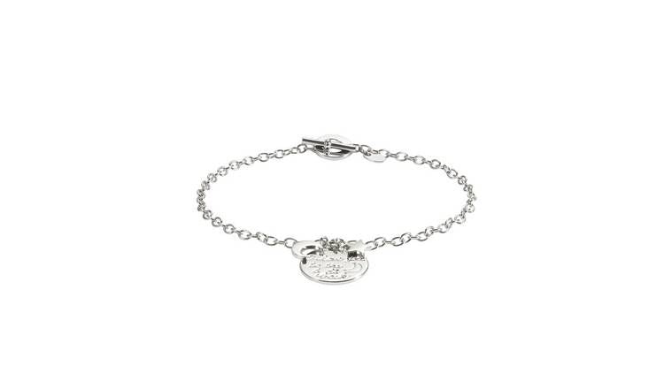 Moon &amp;amp; Back Sterling Silver 'I love you' T- Bar Bracelet