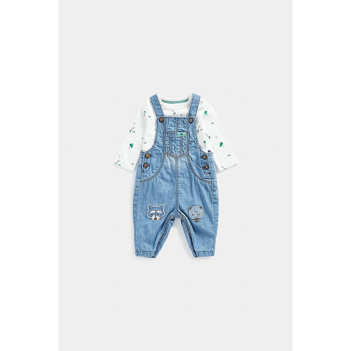 Mothercare Denim Dungarees and Bodysuit Set