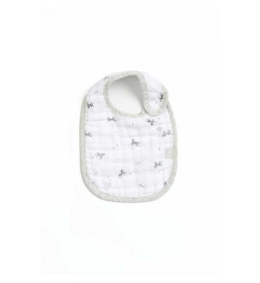 Mothercare Grey Zebra Muslin Newborn Bibs - 3 Pack