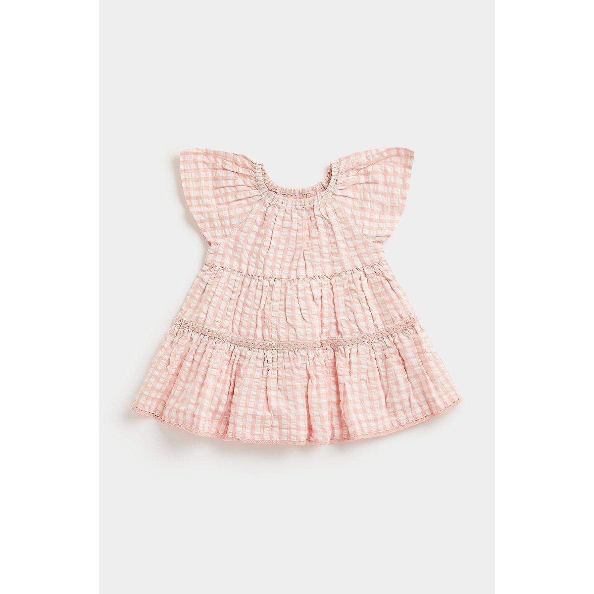 Mothercare Pink Gingham Tiered Dress