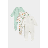 Mothercare Woodland Baby Sleepsuits - 3 Pack
