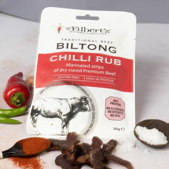 Mr Filberts Traditional Beef Biltong - Chilli Rub   30g