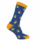 Mr Heron Mens Animal Design Bamboo Socks 6-11 UK Frogs (Navy) / 1EA