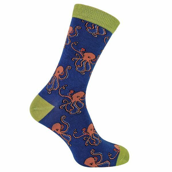 Mr Heron Mens Animal Design Bamboo Socks 6-11 UK Octopus (Navy) / 1EA