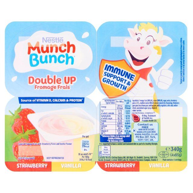 Munch Bunch Double Up Fromage Frais Strawberry &amp;amp; Vanilla    4 x 85g