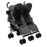 My Babiie Double Stroller Mb11 Grey Melange and Leopard