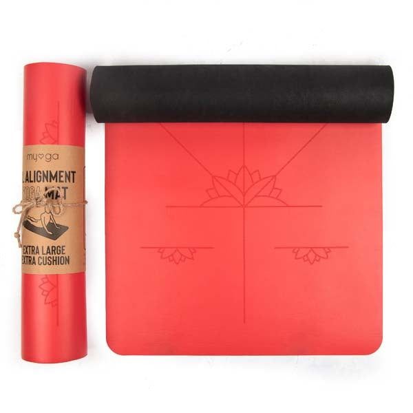 Myga Extra Large Red Alignment Yoga Mat Red