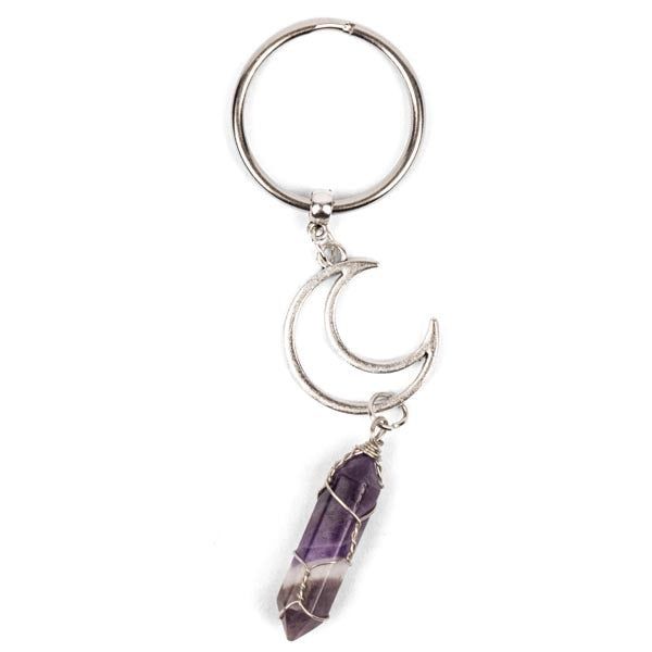 Myga Keyring - Crescent Moon &amp;amp; Amethyst