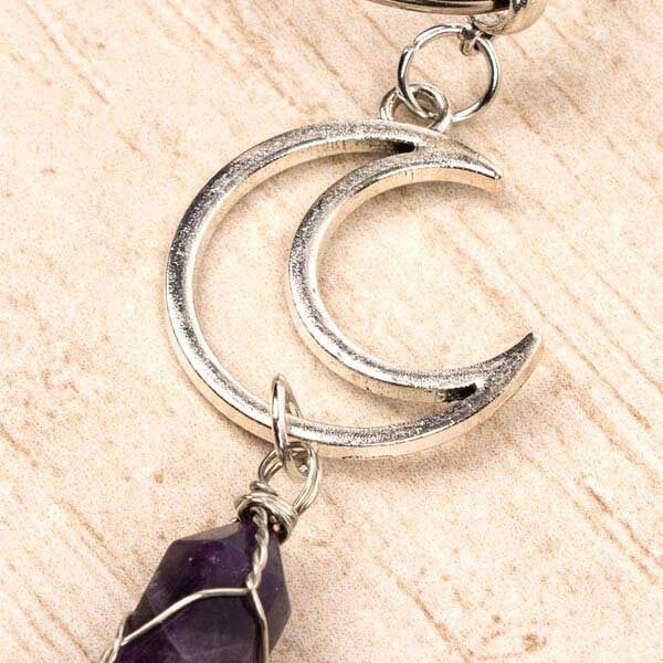 Myga Keyring - Crescent Moon &amp;amp; Amethyst