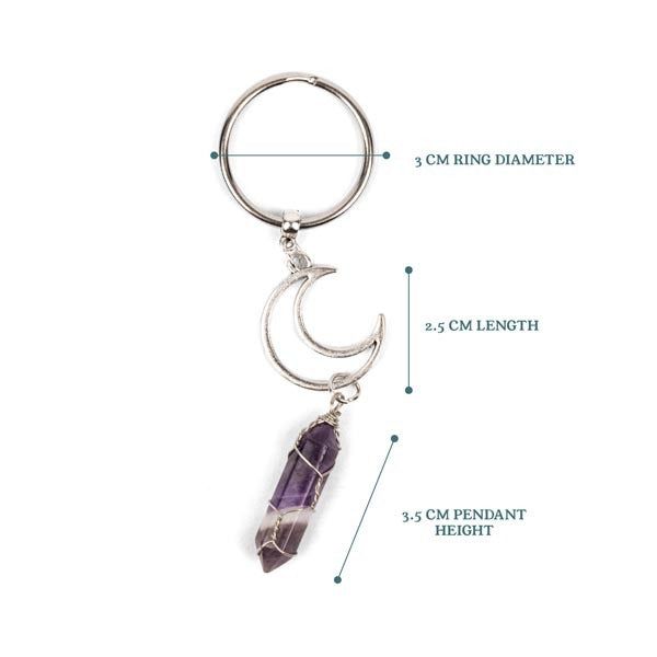 Myga Keyring - Crescent Moon &amp;amp; Amethyst