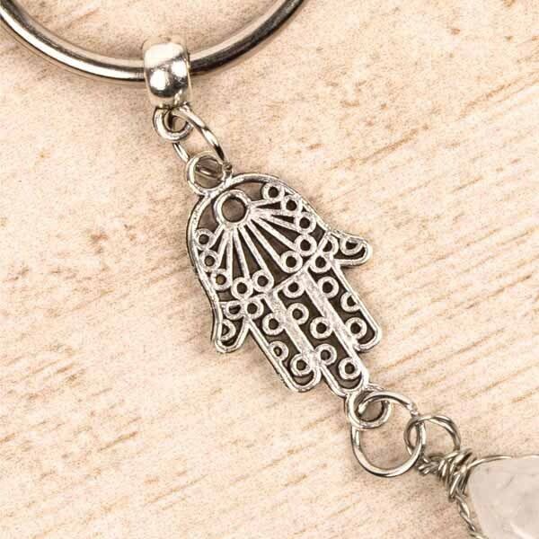 Myga Keyring - Hamsa &amp;amp; Clear Quartz