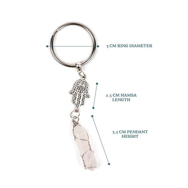 Myga Keyring - Hamsa &amp;amp; Clear Quartz