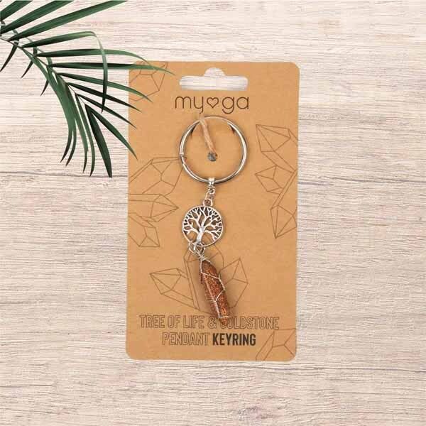 Myga Keyring - Tree Of Life &amp;amp; Goldstone
