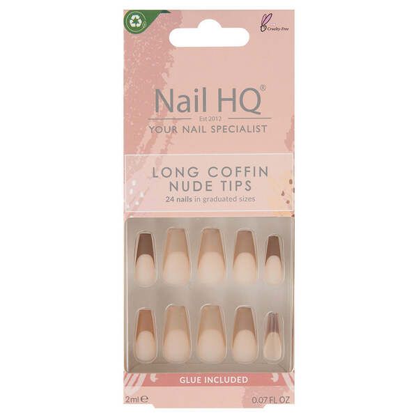 Nail HQ Long Coffin Nude Tips