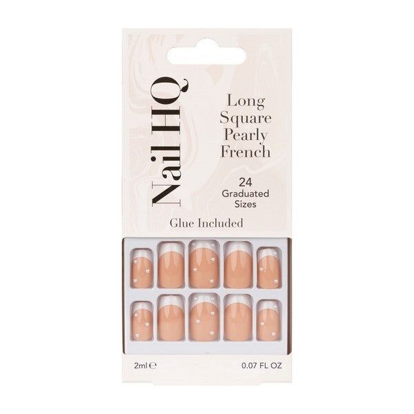 Nail HQ Long Square Pearly French Nails