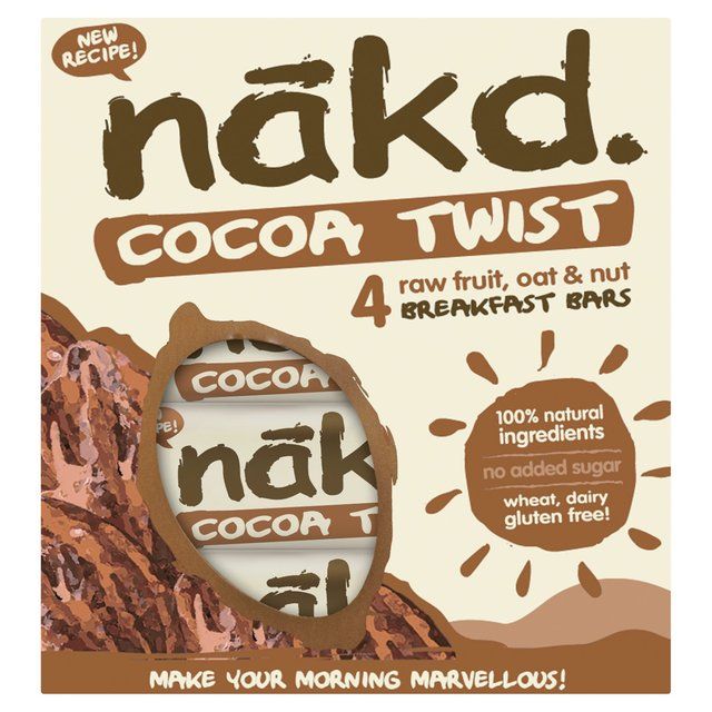 nakd. Cocoa Twist Fruit Nut &amp;amp; Oat Bars Multipack   4 x 30g