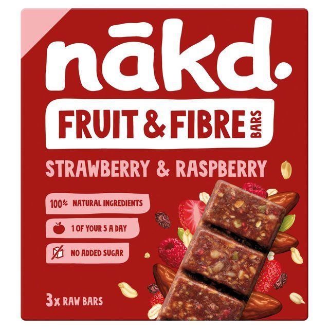 nakd. Fruit &amp;amp; Fibre Strawberry &amp;amp; Raspberry Multipack   3 x 44g