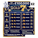 National Lottery &amp;pound;2 &amp;pound;100,000 Gold 7s Scratch card Game