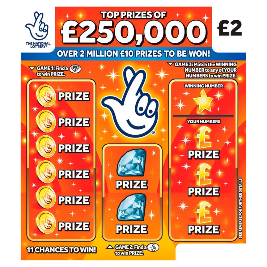 National Lottery &amp;pound;2 &amp;pound;250,000 Orange Scratchcard Game