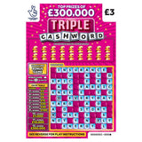 National Lottery &amp;pound;3 &amp;pound;300,000 Triple Cashword Pink Scratchcard Game