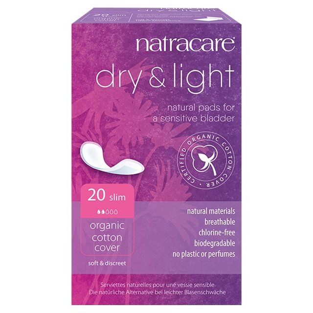 Natracare Organic Cotton Dry &amp;amp; Light Incontinence pads Slim   20 per pack