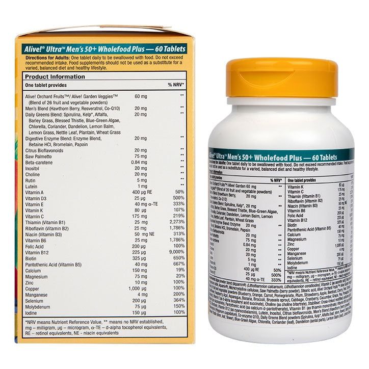 Nature's Way Alive! Men&amp;rsquo;s 50+ Ultra Multi Vitamins 60 Tablets