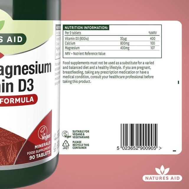 Natures Aid Calcium Magnesium &amp;amp; Vitamin D3 Tablets    90 per pack
