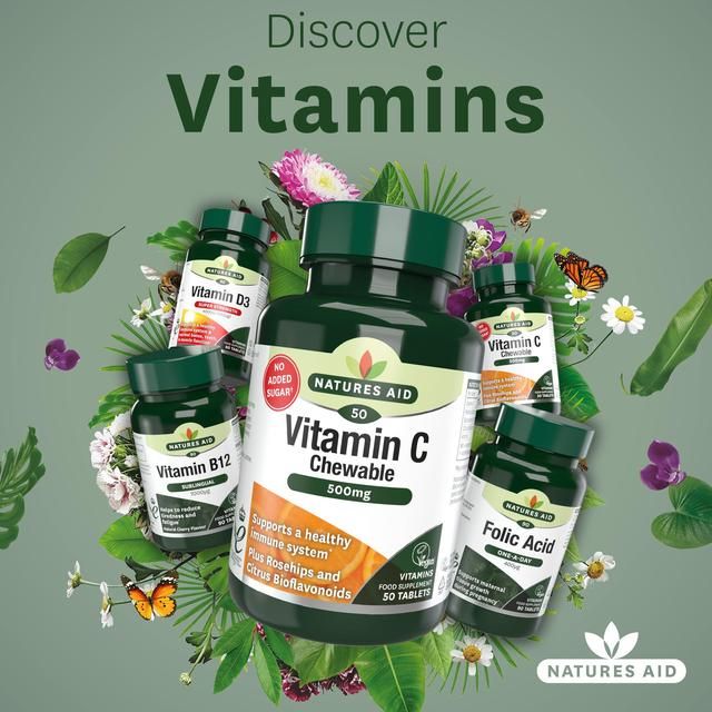 Natures Aid Chewable Vitamin C Supplement Capsules 500mg    50 per pack