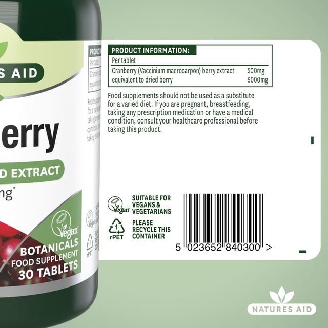 Natures Aid Cranberry Supplement Tablets 5000mg    30 per pack