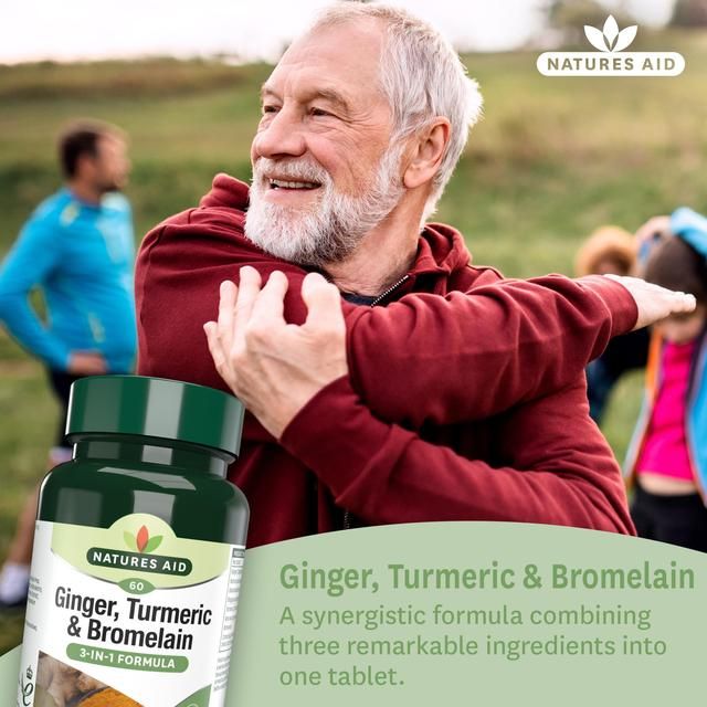 Natures Aid Ginger Turmeric &amp;amp; Bromlelain Supplement Tablets    60 per pack
