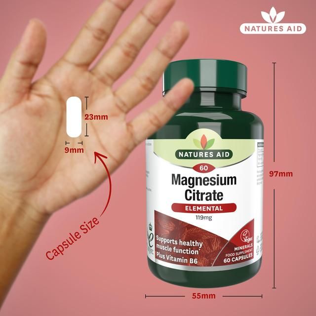 Natures Aid Magnesium Citrate Supplement Capsules 119mg   60 per pack