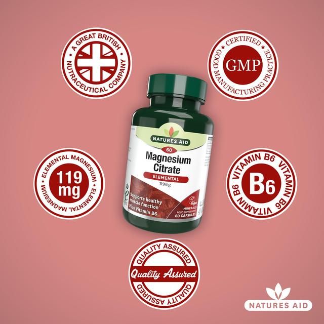 Natures Aid Magnesium Citrate Supplement Capsules 119mg   60 per pack