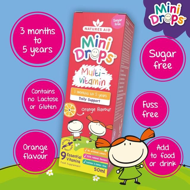 Natures Aid Mini Drops Multivitamin for Infants &amp;amp; Children   50ml
