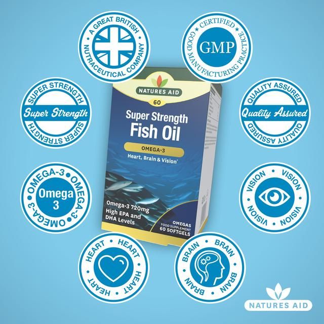 Natures Aid Super Strength Omega-3 Fish Oil Softgels   60 per pack