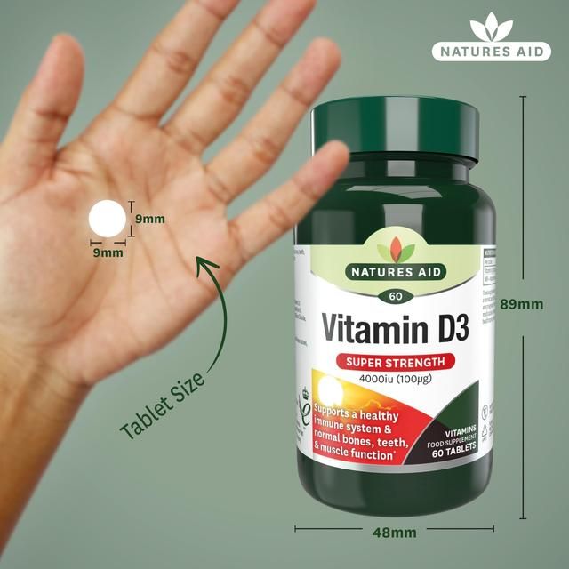 Natures Aid Super Strength Vitamin D3 Tablets 4000iu    60 per pack