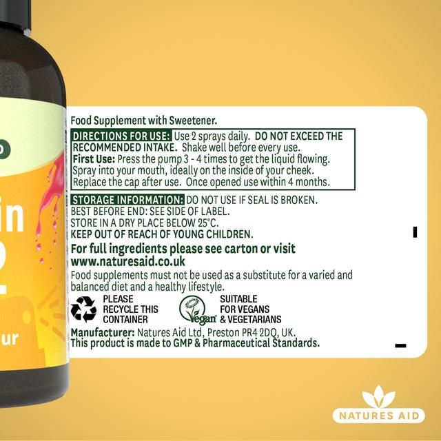 Natures Aid Vitamin B12 1000iu Oral Spray (Cherry Flavour)   30ml
