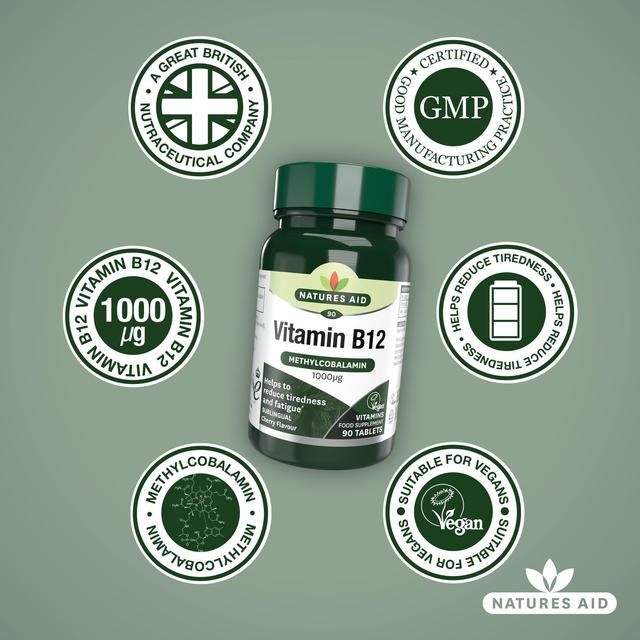 Natures Aid Vitamin B12 Supplement Tablets 1000ug    90 per pack