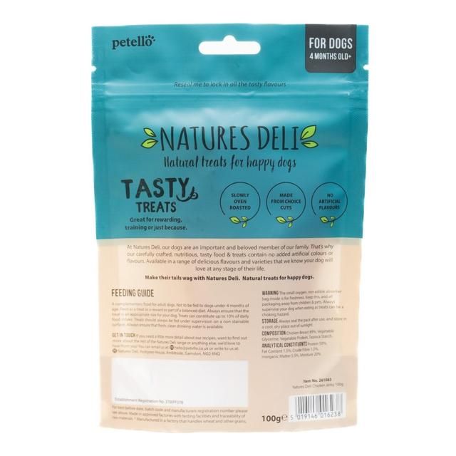 Natures Deli Chicken Jerky Dog Treats   100g