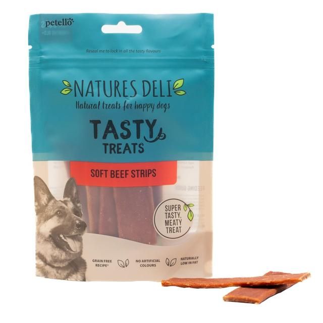 Natures Deli Soft Beef Strips Dog Treats   100g