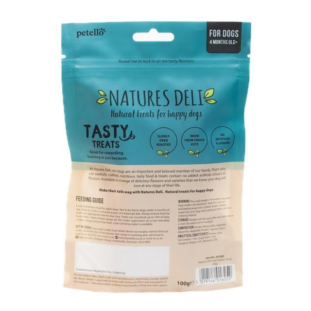 Natures Deli Soft Chicken Strips Dog Treats   100g
