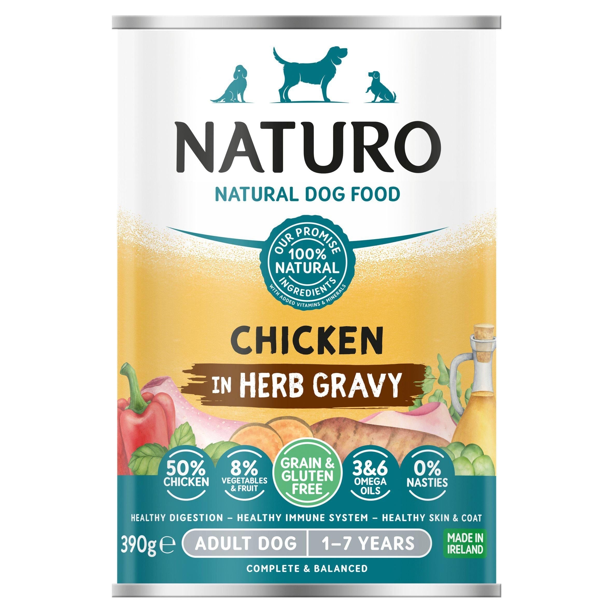 Naturo Adult Dog Grain &amp;amp; Gluten Free Chicken with Sweet Potato, Mixed Peppers &amp;amp; Green Beans 390g
