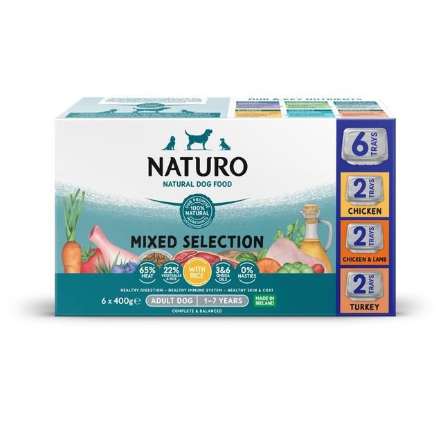 Naturo Adult Dog with Rice Variety Trays   6 x 400g