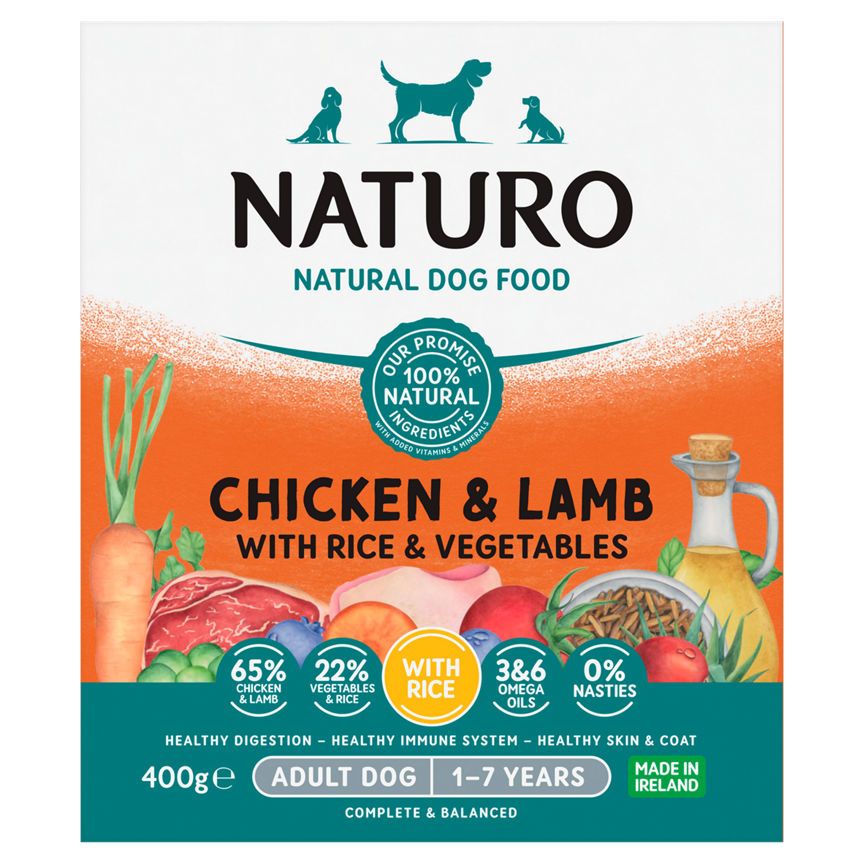 Naturo Natural Pet Food Chicken &amp;amp; Lamb with Rice and Vegetables Adult Dog 1 to 7 Years