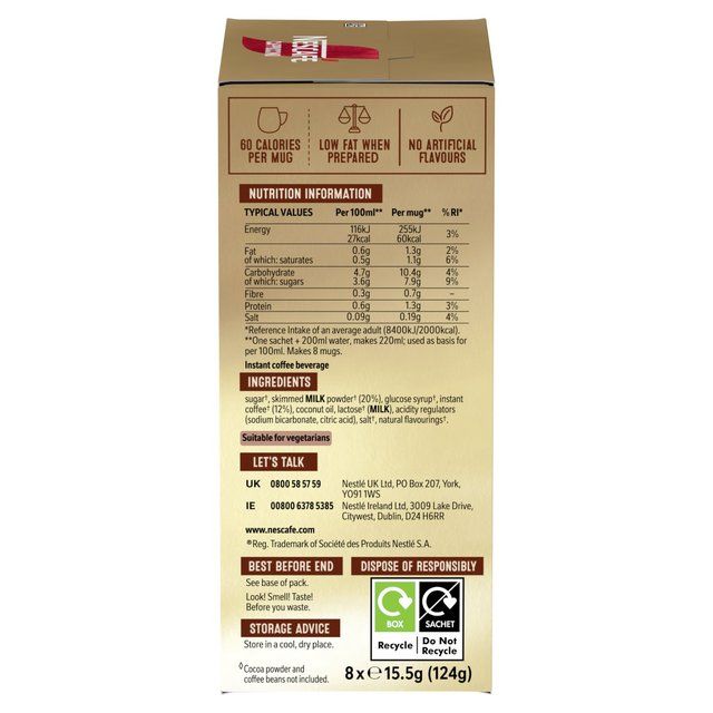 Nescafe Cappuccino Instant Coffee 8 Sachets   8 per pack