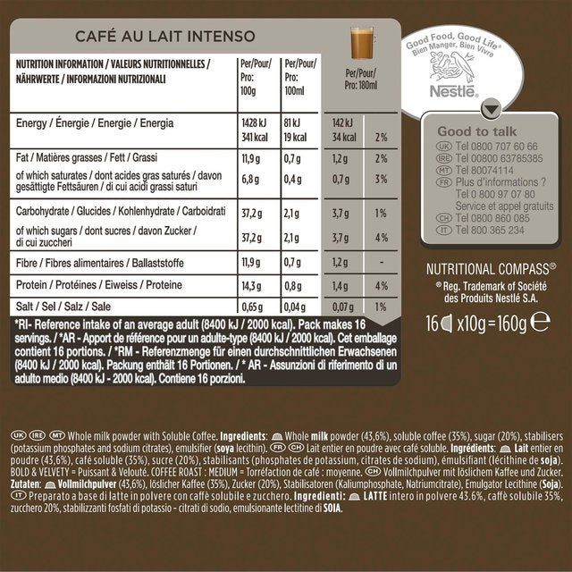 Nescafe Dolce Gusto Cafe Au Lait Intenso Pods   16 per pack