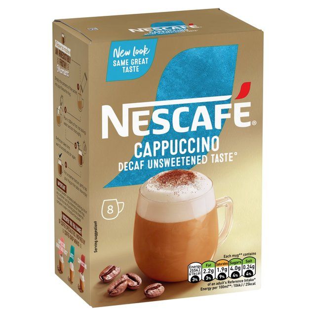 Nescafe Gold Decaff Cappuccino Unsweetened Instant Coffee 8 Sachets    8 per pack